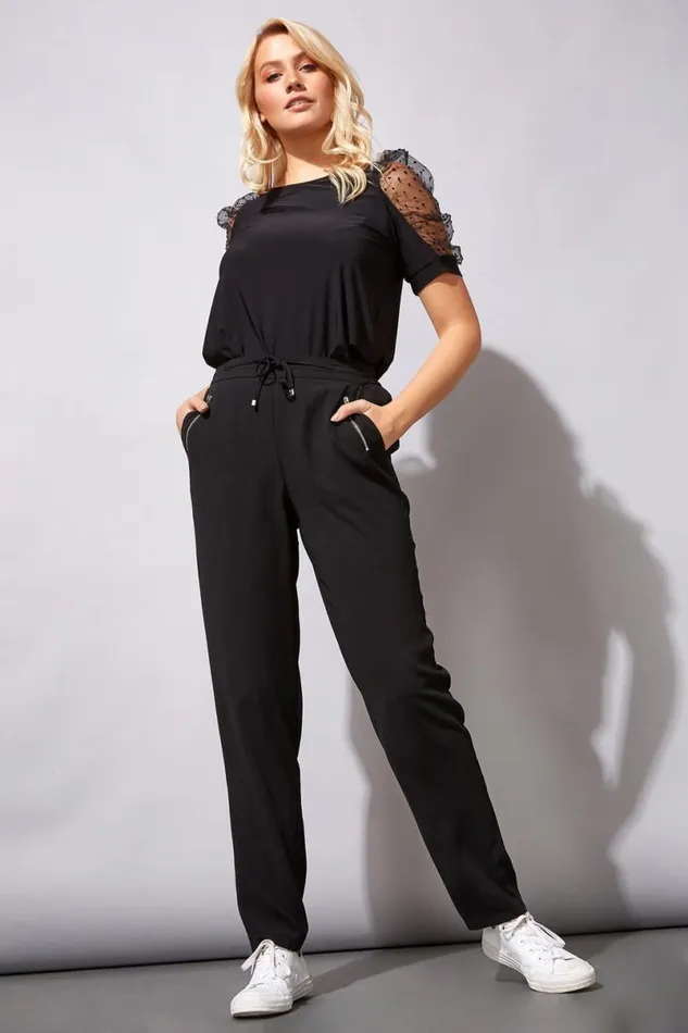 31 Inch Elastic Waist Tie Front Jogger Women Roman Trousers