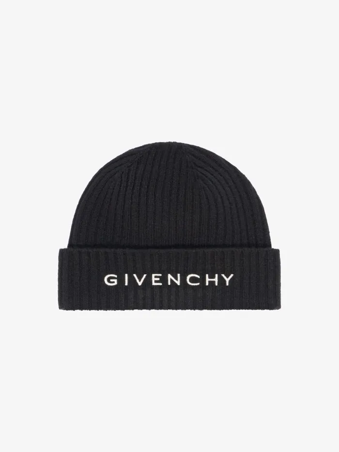 4g Beanie In Wool And Cashmere Blackwhite Men Givenchy Beanies and Caps
