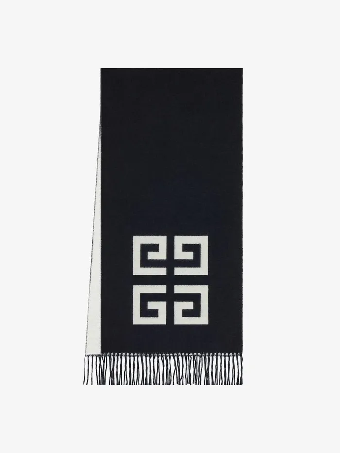 4g Double Sided Scarf In Wool Blackwhite Men Givenchy Scarves and Ties