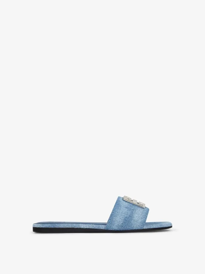 4g Mules In Washed Denim Medium Blue Women Givenchy Slides and Sandals