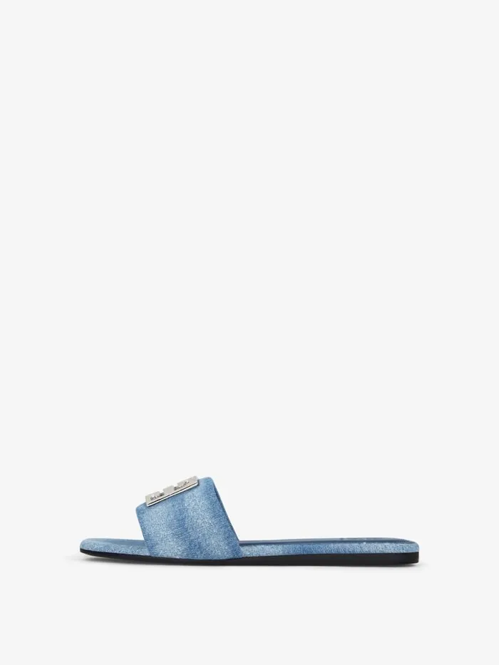 4g Mules In Washed Denim Medium Blue Women Givenchy Slides and Sandals