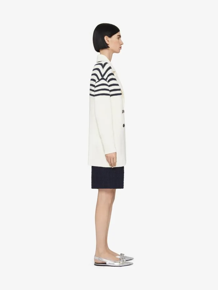 4g Striped Cardigan In Wool And Cotton Whitenavy Women Givenchy Sweaters