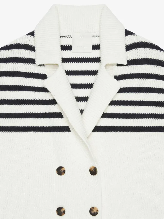 4g Striped Cardigan In Wool And Cotton Whitenavy Women Givenchy Sweaters
