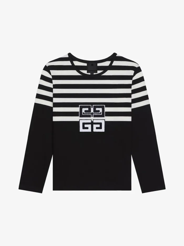 4g Striped TShirt In Cotton Blackwhite Kids Givenchy