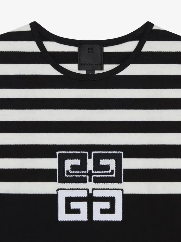 4g Striped TShirt In Cotton Blackwhite Kids Givenchy
