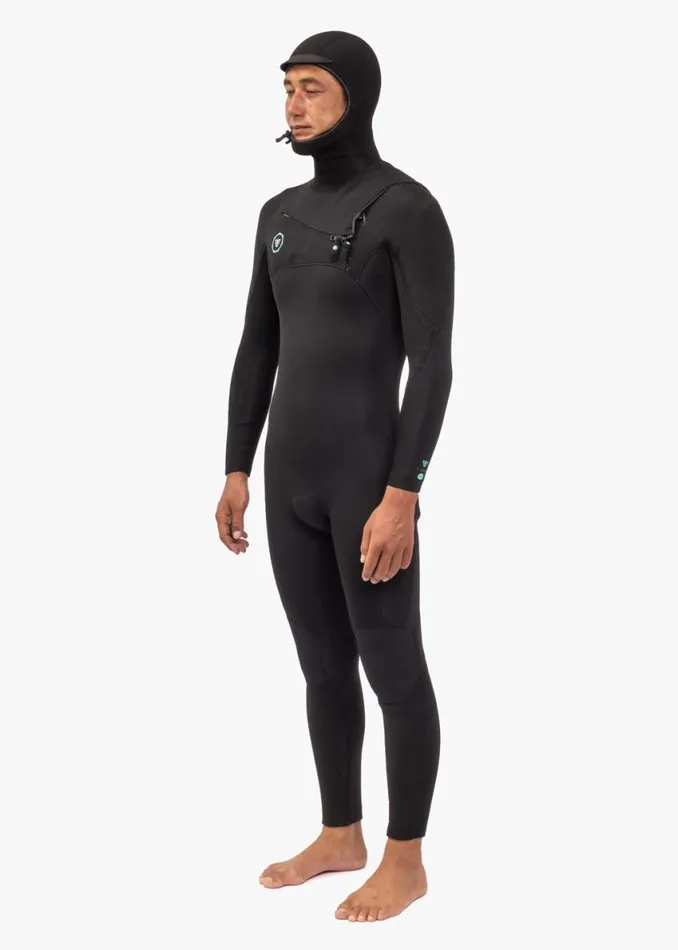 7 Seas 65 Full Hooded Chest Zip Wetsuit Black Men Vissla Wetsuits