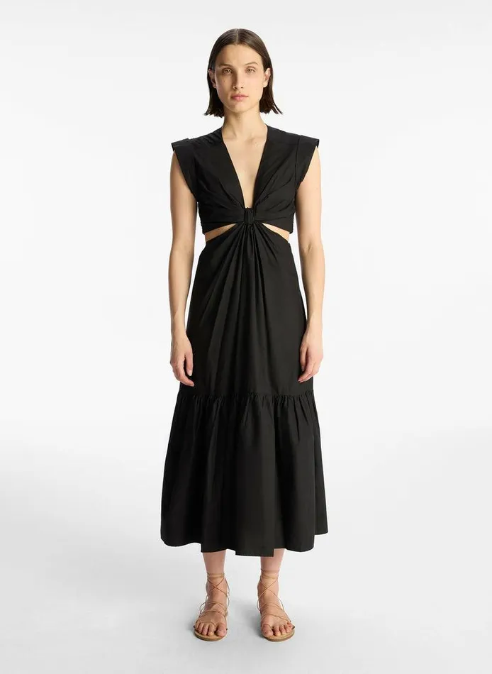 Accessories Women ALC Alexandria Cotton Midi Dress Black
