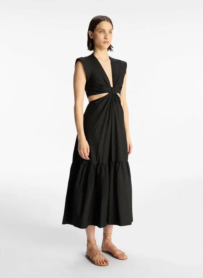 Accessories Women ALC Alexandria Cotton Midi Dress Black Accessories Women ALC Alexandria Cotton Midi Dress Black