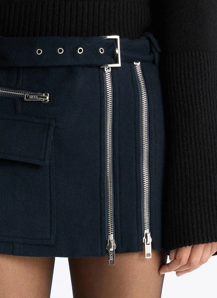 Accessories Women ALC Christian Wool Mini Skirt Navy Accessories Women ALC Christian Wool Mini Skirt Navy