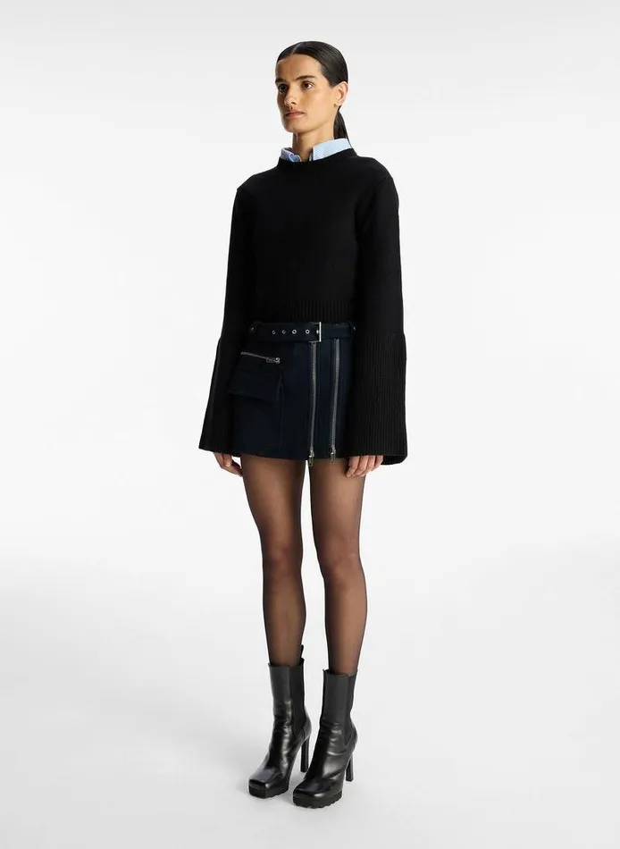 Accessories Women ALC Christian Wool Mini Skirt Navy Accessories Women ALC Christian Wool Mini Skirt Navy