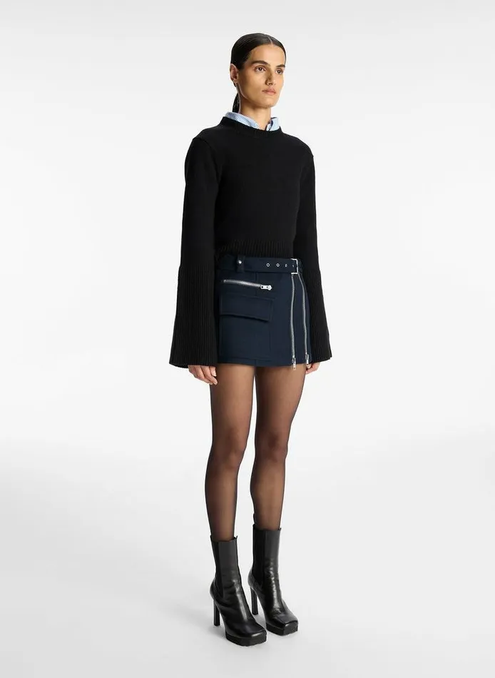 Accessories Women ALC Christian Wool Mini Skirt Navy Accessories Women ALC Christian Wool Mini Skirt Navy