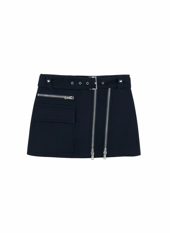 Accessories Women ALC Christian Wool Mini Skirt Navy Accessories Women ALC Christian Wool Mini Skirt Navy