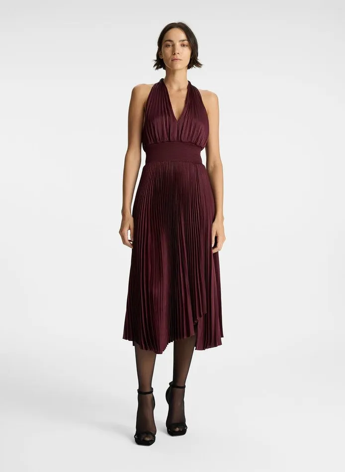 Accessories Women ALC Rose Satin Pleated Dress Chicory