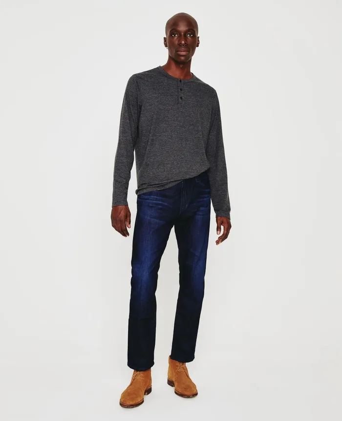 AG Jeans Bryce Long Sleeve Henley Heather Charcoal Men Tees AG Jeans Bryce Long Sleeve Henley Heather Charcoal Men Tees