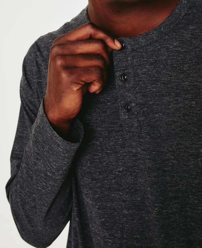 AG Jeans Bryce Long Sleeve Henley Heather Charcoal Men Tees AG Jeans Bryce Long Sleeve Henley Heather Charcoal Men Tees