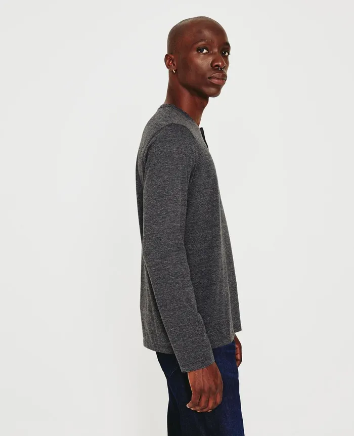 AG Jeans Bryce Long Sleeve Henley Heather Charcoal Men Tees AG Jeans Bryce Long Sleeve Henley Heather Charcoal Men Tees