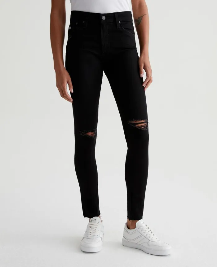 AG Jeans Farrah Skinny Ankle 1 Year Midnight Black Destruct Women Denim AG Jeans Farrah Skinny Ankle 1 Year Midnight Black Destruct Women Denim
