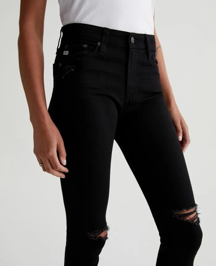 AG Jeans Farrah Skinny Ankle 1 Year Midnight Black Destruct Women Denim AG Jeans Farrah Skinny Ankle 1 Year Midnight Black Destruct Women Denim