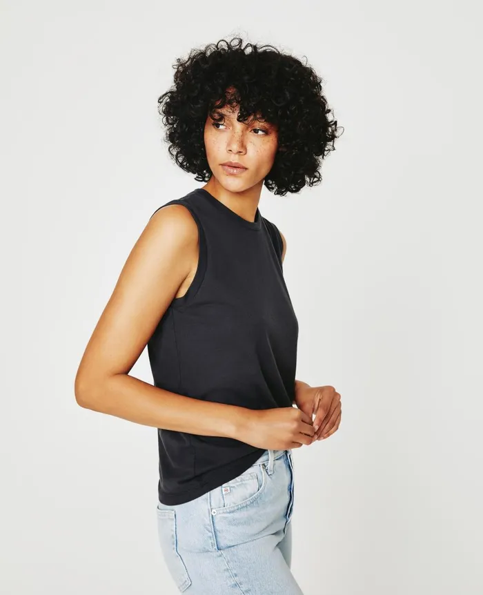 AG Jeans Jagger Muscle Tank Ink Stone Women Tees and Tanks