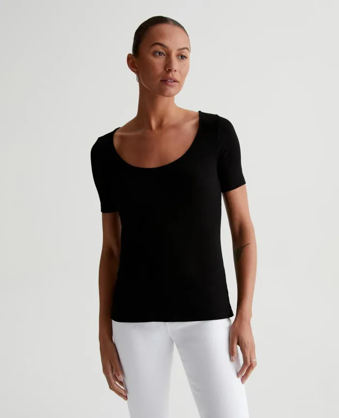 AG Jeans Jaxon Scoop True Black Women Tops and Shirts