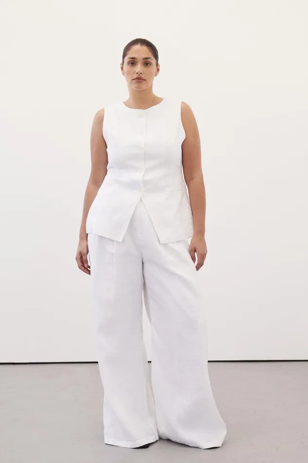ALESSIA WHITE LINEN VEST Women DISSH Vests
