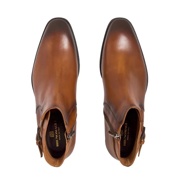 Angiolini Leather Dress Boot 8211 Cognac Men Bruno Magli Boots