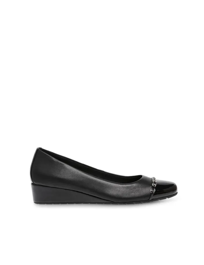 Anne Klein Moxy Leather Wedge Black Women Shoes