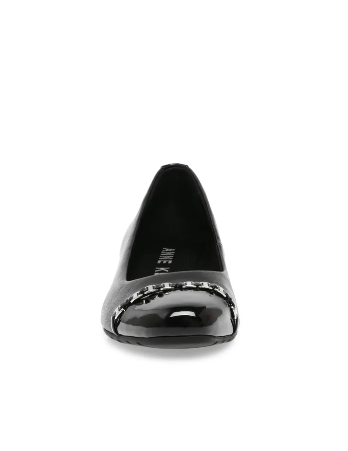 Anne Klein Moxy Leather Wedge Black Women Shoes
