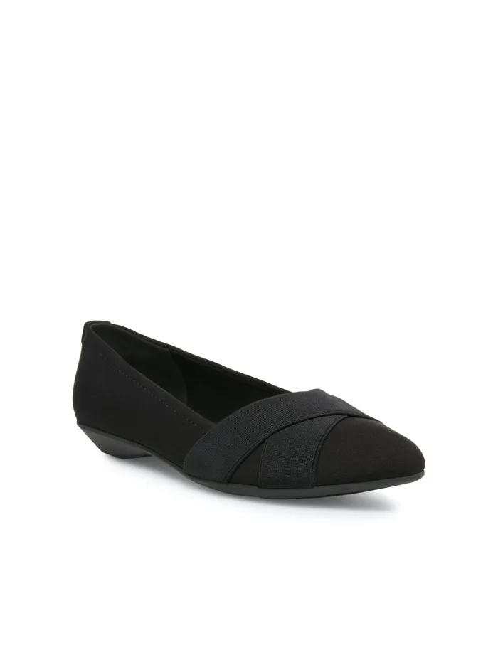 Anne Klein Oalise Flat Black Fabric Women Shoes