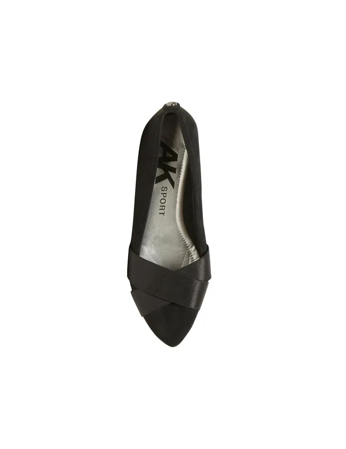 Anne Klein Oalise Flat Black Fabric Women Shoes