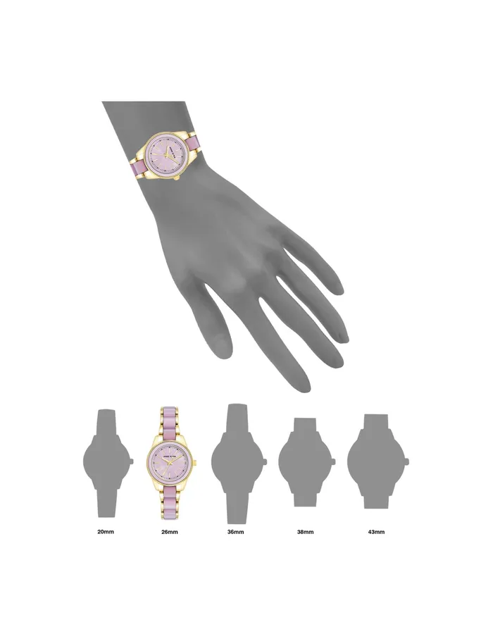 Anne Klein Pearlescent Resin Link Bracelet Watch Goldtone Women Watches 038 Jewelry