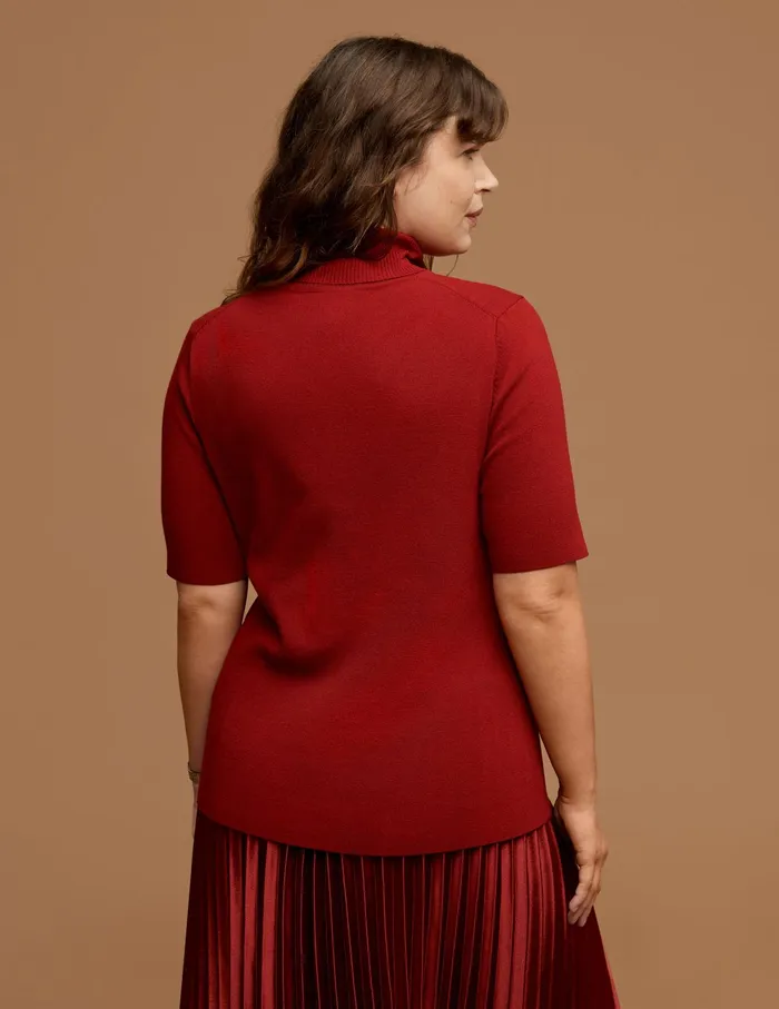 Anne Klein Plus Size Half Sleeve Turtleneck Titan Red Women Clothing