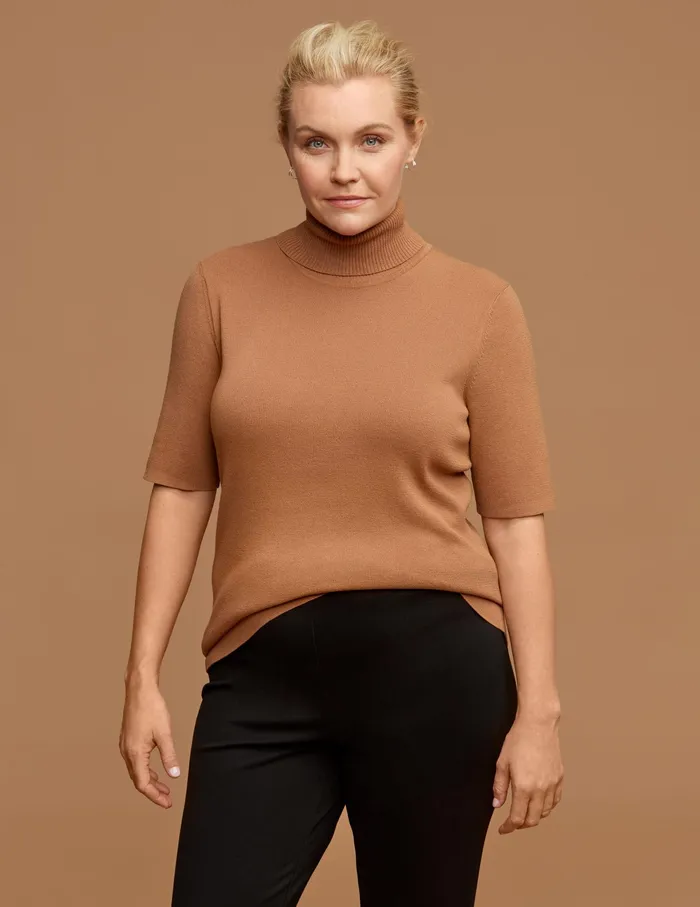 Anne Klein Plus Size Half Sleeve Turtleneck Vicuna Women Clothing
