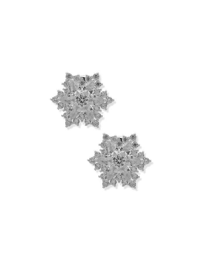 Anne Klein Snowflake Stone Button Clip On Earrings Silver Tone Women Watches 038 Jewelry