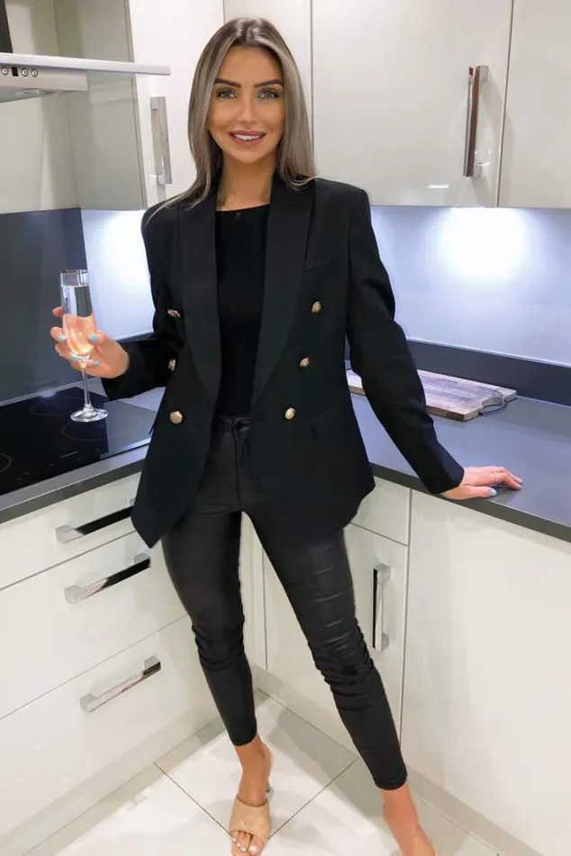 AX Paris Black Military Style Blazer Coats and Jackets