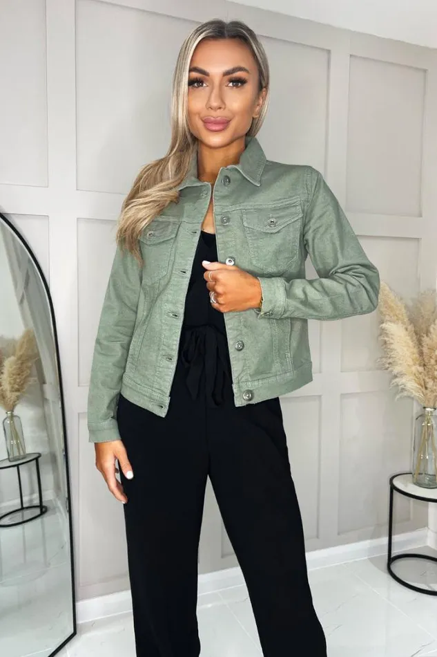 AX Paris Khaki Lightweight Denim Jacket Coats and Jackets