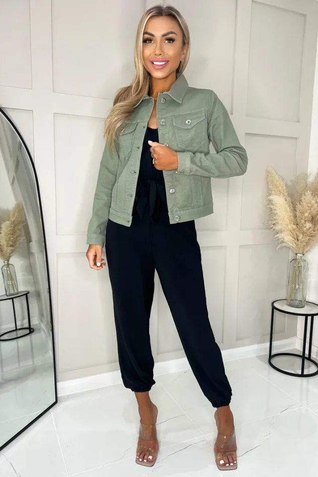 AX Paris Khaki Lightweight Denim Jacket Coats and Jackets