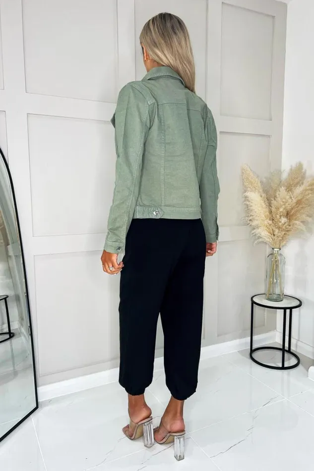 AX Paris Khaki Lightweight Denim Jacket Coats and Jackets