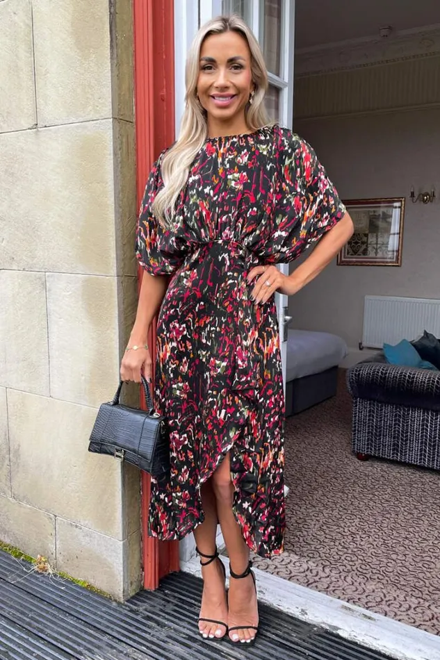 AX Paris Multi Print Batwing Top Wrap Skirt Midi Dress Dresses