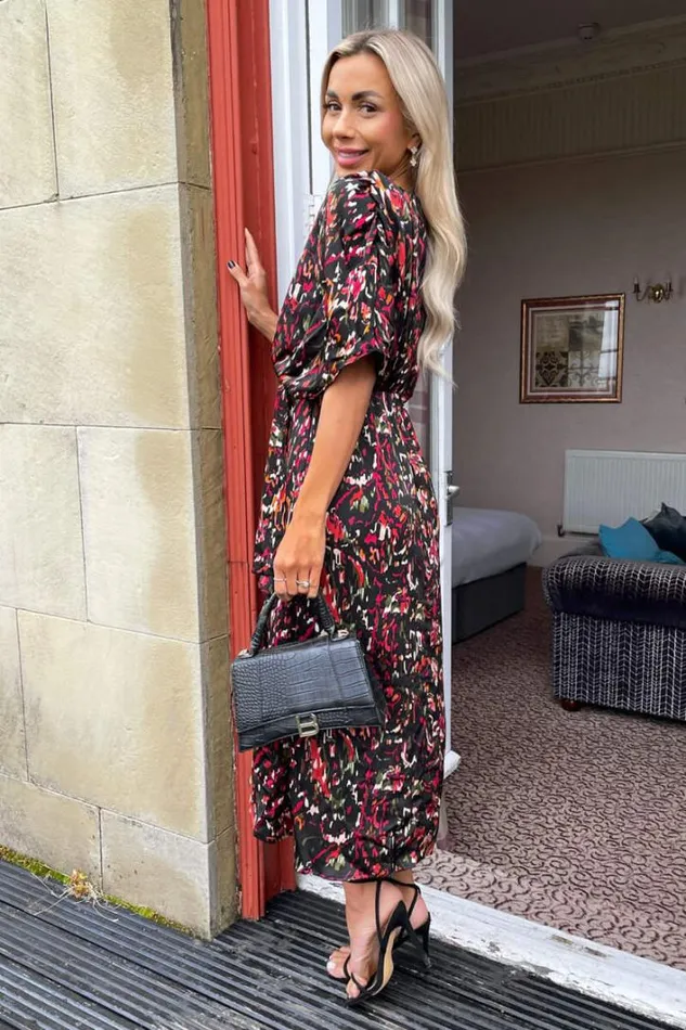 AX Paris Multi Print Batwing Top Wrap Skirt Midi Dress Dresses