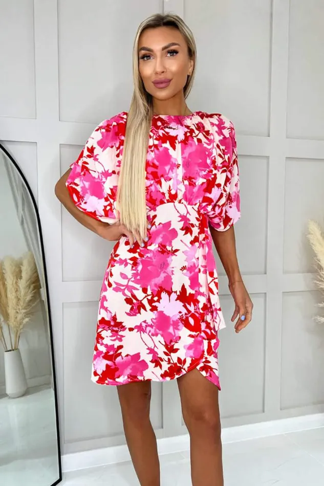 AX Paris Pink And Red Floral Printed Mini Dress Dresses