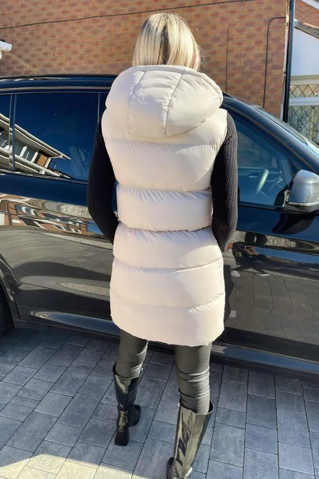 AX Paris Silver Drawstring Hooded Gilet Coats and Jackets