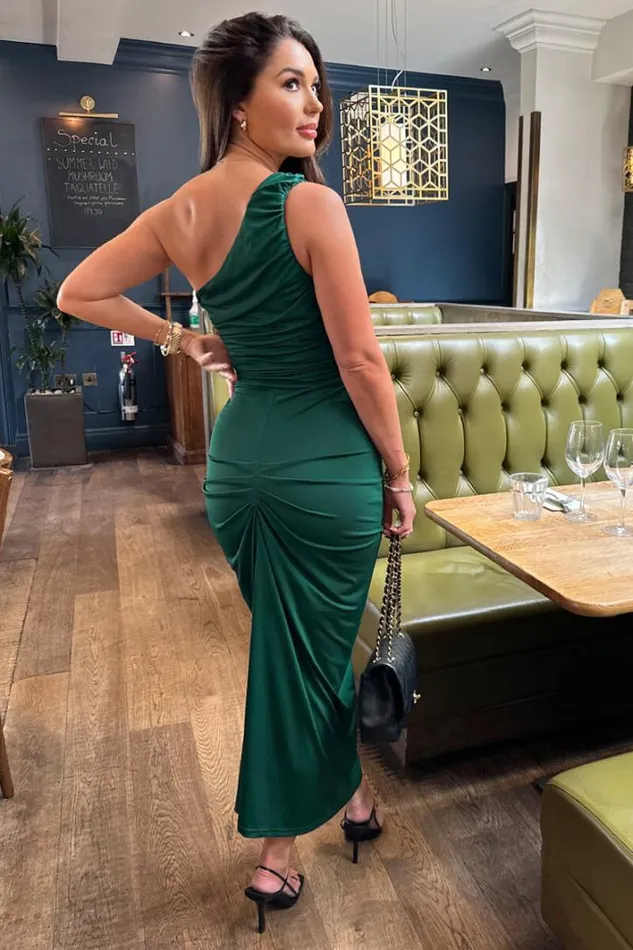 AX Paris Teal One Shoulder Knot Skirt Midi Dress Dresses