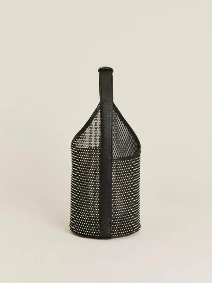 Bags The Reformation Small Mesh Silvana Bucket Bag Black Sparkle Mesh