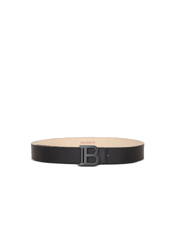 Balmain Belts Men BBelt Rubbereffect Leather Belt Black