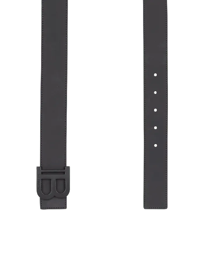 Balmain Belts Men BBelt Rubbereffect Leather Belt Black