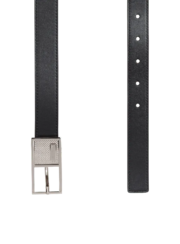 Balmain Belts Men Thin Signature Calfskin Belt Black