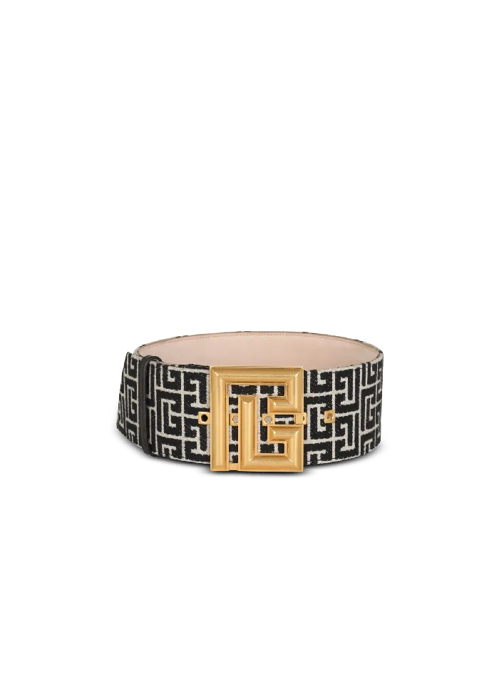 Balmain Belts Women PBelt Monogram Jacquard Belt Black