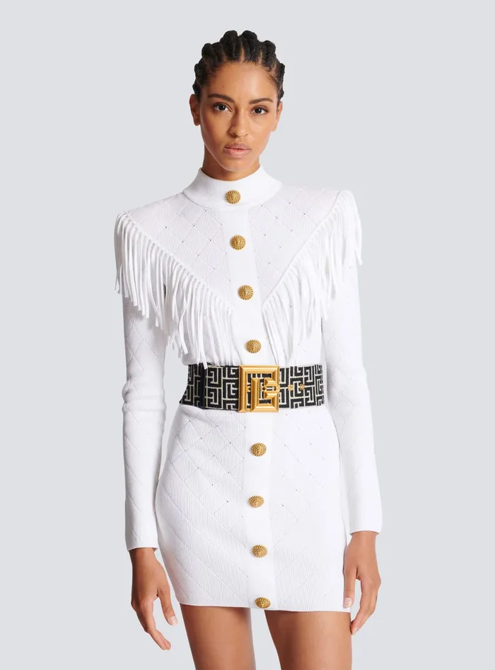 Balmain Belts Women PBelt Monogram Jacquard Belt Black