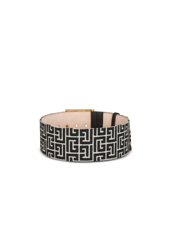 Balmain Belts Women PBelt Monogram Jacquard Belt Black